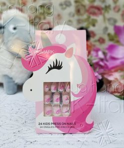 Bộ 24 dán móng tay ngựa unicorn hồng cho bé