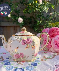 Ấm Sadler vuông hoa hồng