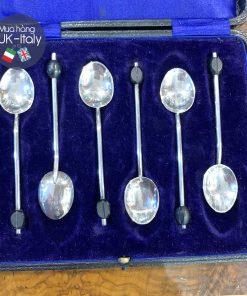 Bộ 6 thìa cà phê bạc Anh cổ nguyên chất c.1922