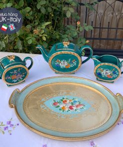 Bộ Sadler ấm & hũ sữa đường xanh lá đậm