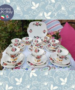 Set 21 món Windsor hoa hồng cá hồi c.1950