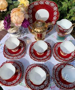 Bộ tách 6 người đỏ lá nho Windsor c.1950 (21 món)