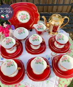 Bộ 21 món Windsor đỏ với hoa hồng lòng tách chén