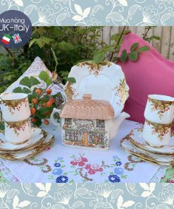 Bộ tách 4 người Bell China lá thu và quả đỏ (2 lựa chọn ấm)