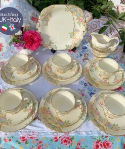 Bộ tách cho 6 người Grosvenor vàng kem men tay hoa c.1930 (21 món)