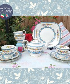 Bộ full 22 món xanh nước biển Crown Staffordshire c.1930