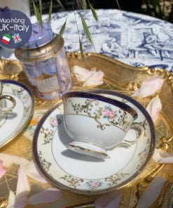Bộ tách hoa hồng khắc mạ vàng Noritake cổ Nhật cho 2 người