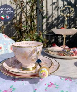 Bộ tách 2 người Tuscan vẽ tay lá hồng c.1947