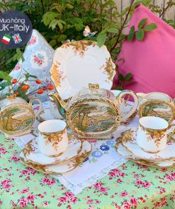 Bộ tách 4 người Bell China lá thu và quả đỏ (kèm/không kèm ấm)