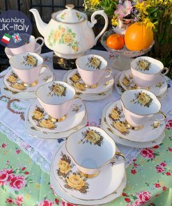 Bộ tách 6 người Windsor hồng phấn c.1950