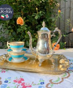 Bộ tách cho 2 người Collingwood xanh ngọc biển và ấm mạ bạc Anh