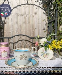 Bộ trà Duo Cabinet cổ vẽ cảnh tố hảo màu xanh biển thế kỉ 19