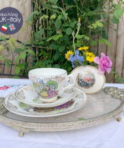 Bộ tách trio cô gái váy tím vườn nhà tranh Anh quốc