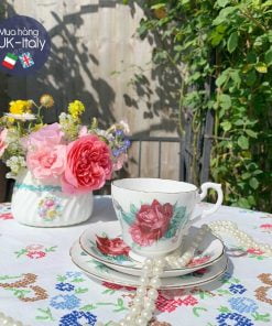 Bộ tách trio hoa hồng Christian Dior c.1950