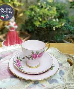 Bộ tách Trio Tuscan hoa hồng vẽ tay 68 Irene