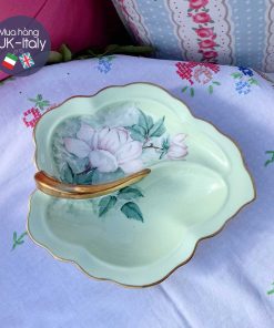 Đĩa đựng Anh vẽ tay hình chiếc lá c.1950