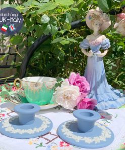 Đôi chân nến ngọc thạch anh Jasper Wedgwood