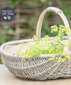 Giỏ đan gỗ liễu đựng hoa quả màu xám cổ