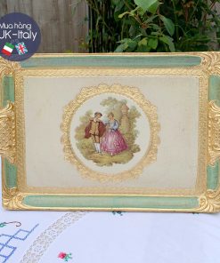 Khay gỗ nghệ nhân Florence - đôi uyên ương, xanh xô, size M (241/GJR-3)