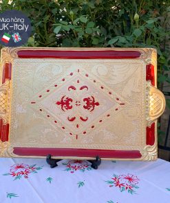 Khay gỗ Florence chữ nhật đỏ trang trí (M)