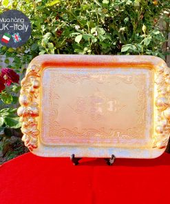 Khay gỗ Florence chữ nhật đúc hoa quả nổi