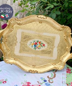 Khay gỗ Florence oval vẽ tay L 47x34cm (225-MGF-2)