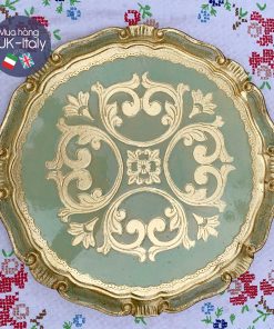 Khay gỗ Florence tròn 33cm xanh xô