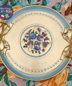 Khay tròn nơ hoa decal size L 42x40cm (134-MO-4)