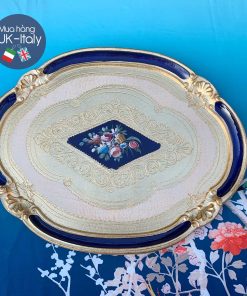 Khay vẽ tay oval xanh lam size XL 46x36cm (12-GFA-4)