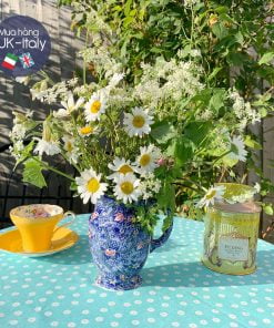 Bình Chintz có quai men xanh hoa hồng xinh xắn