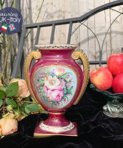 Lọ hoa Capodimonte Ý thế kỉ 19 tím củ dền vẽ tay