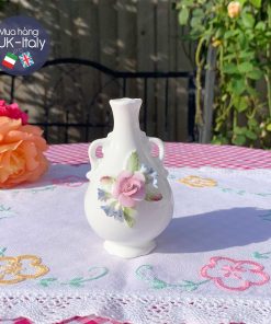 Lọ hoa mini đắp hoa sứ nổi Coalport đẹp lạ