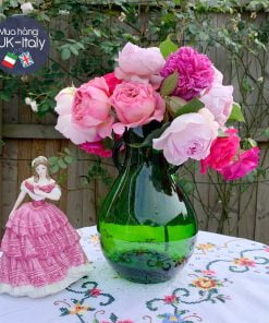 Lọ hoa thuỷ tinh có quai xanh lá cây