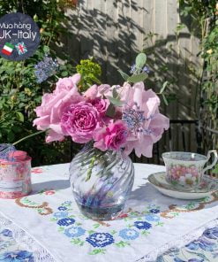 Lọ hoa thuỷ tinh Scotland vân xanh tím