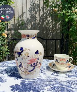 Lọ hoa xanh cobalt hoa cam Mason's c.1960