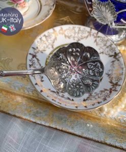 Thìa mạ bạc trang trí tiệc trà dập nổi hoa quả