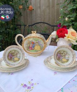 Ấm Sadler dáng barrel cảnh cặp đôi đàn hát rót có nhạc kèm tách