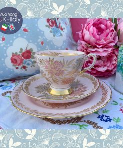 Bộ tách Trio Tuscan hoa lưu ly Forget Me Not mạ vàng