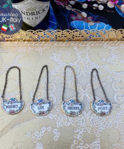 Bộ trang trí decanter 4 biển tên đồ uống bằng sứ