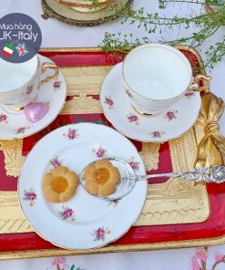 Thìa chia, cắt bánh bạc nguyên chất hình lá hoa hồng