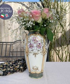 Bình hoa có quai xám hoa tím Holmes Son nghệ thuật