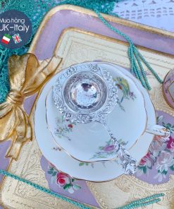 Lọc trà bạc cổ đúc hoa hồng thơ mộng