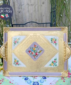 Khay gỗ Florence chữ nhật tím lilac XL