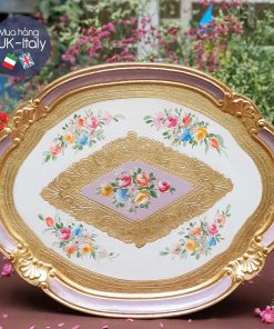 Khay gỗ Florence oval nhún tím lilac (L)