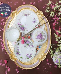 Khay gỗ Florence oval nhún tím lilac (XL)