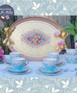 Bộ tách 4 người Royal Stafford xanh da trời phấn hoa thu mẫu đơn