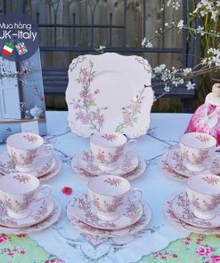 Bộ tách 6 người Tuscan hồng phấn hoa đào c.1940 (21 món)