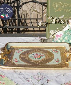 Khay gỗ Florence chữ nhật xanh tay nơ Tiffany (L)