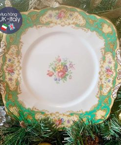 Bộ đĩa Paragon Pompadour xanh hoa hồng đoá (7 món)