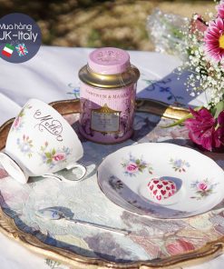 Bộ tách Duo ghi Mother hoa hồng phớt c.1960